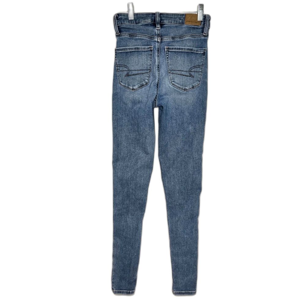 American Eagle Super High-Rise Jeggings | Women's Size 0 Long Blue Stretch Denim